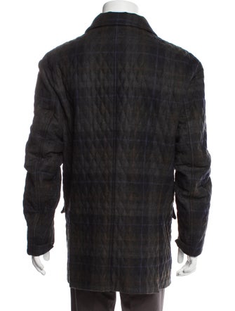 Etro Wool Plaid Print Utility Jacket