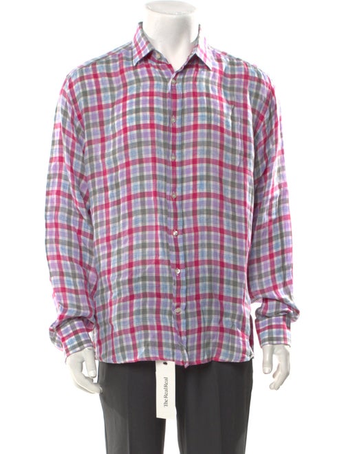 Etro Linen Plaid Print Dress Shirt