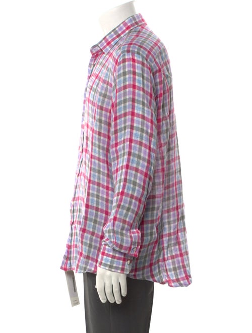 Etro Linen Plaid Print Dress Shirt