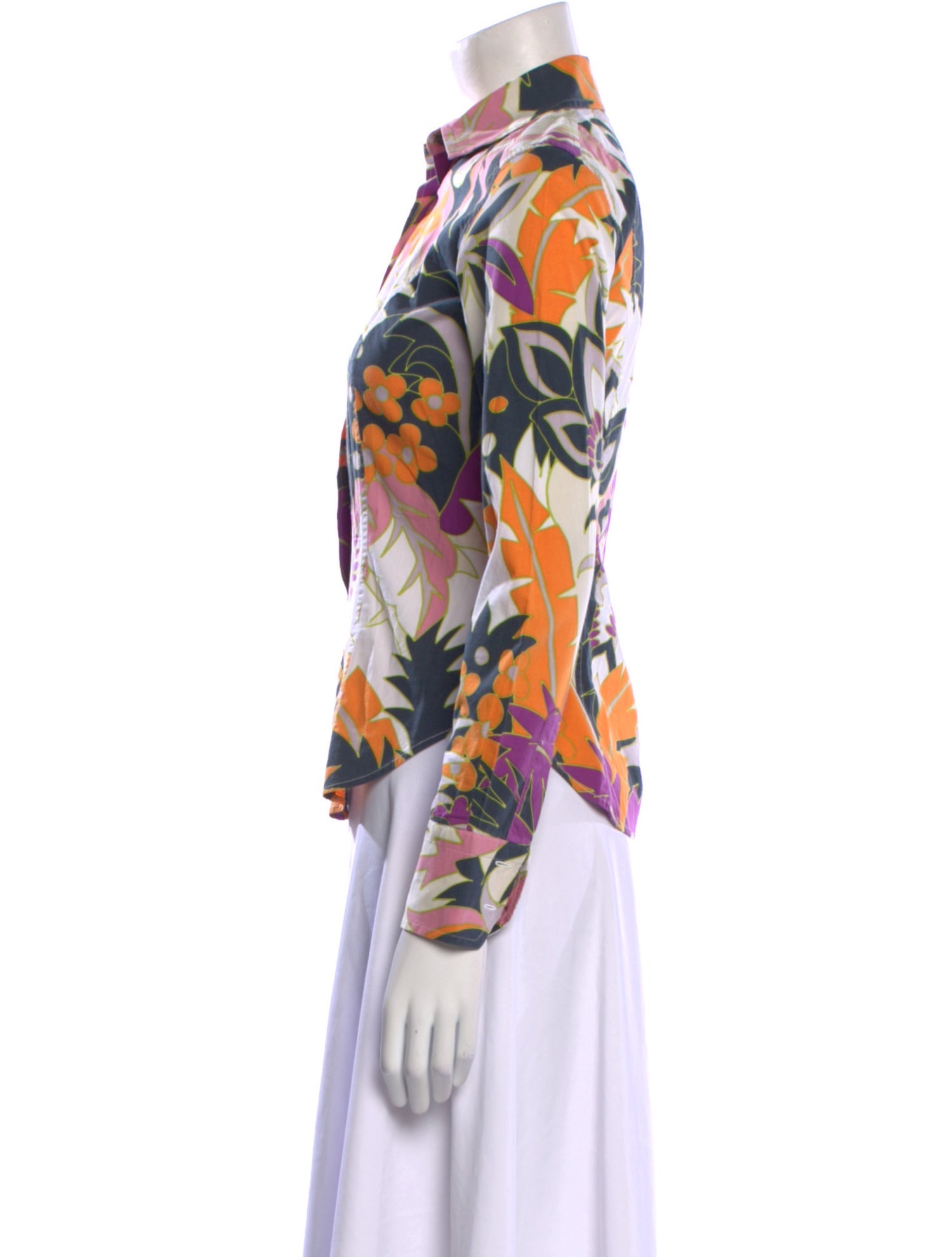 Etro Printed Long Sleeve Button-Up Top