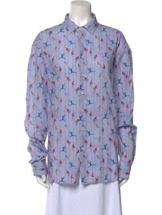 Etro Printed Long Sleeve Button-Up Top