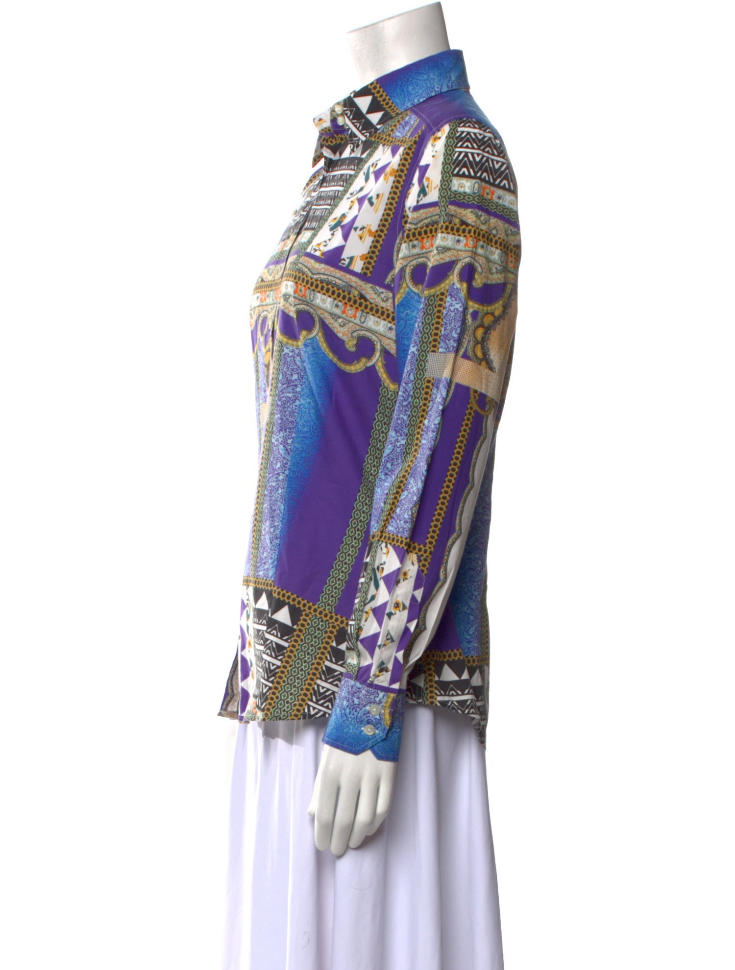 Etro Printed Long Sleeve Button-Up Top