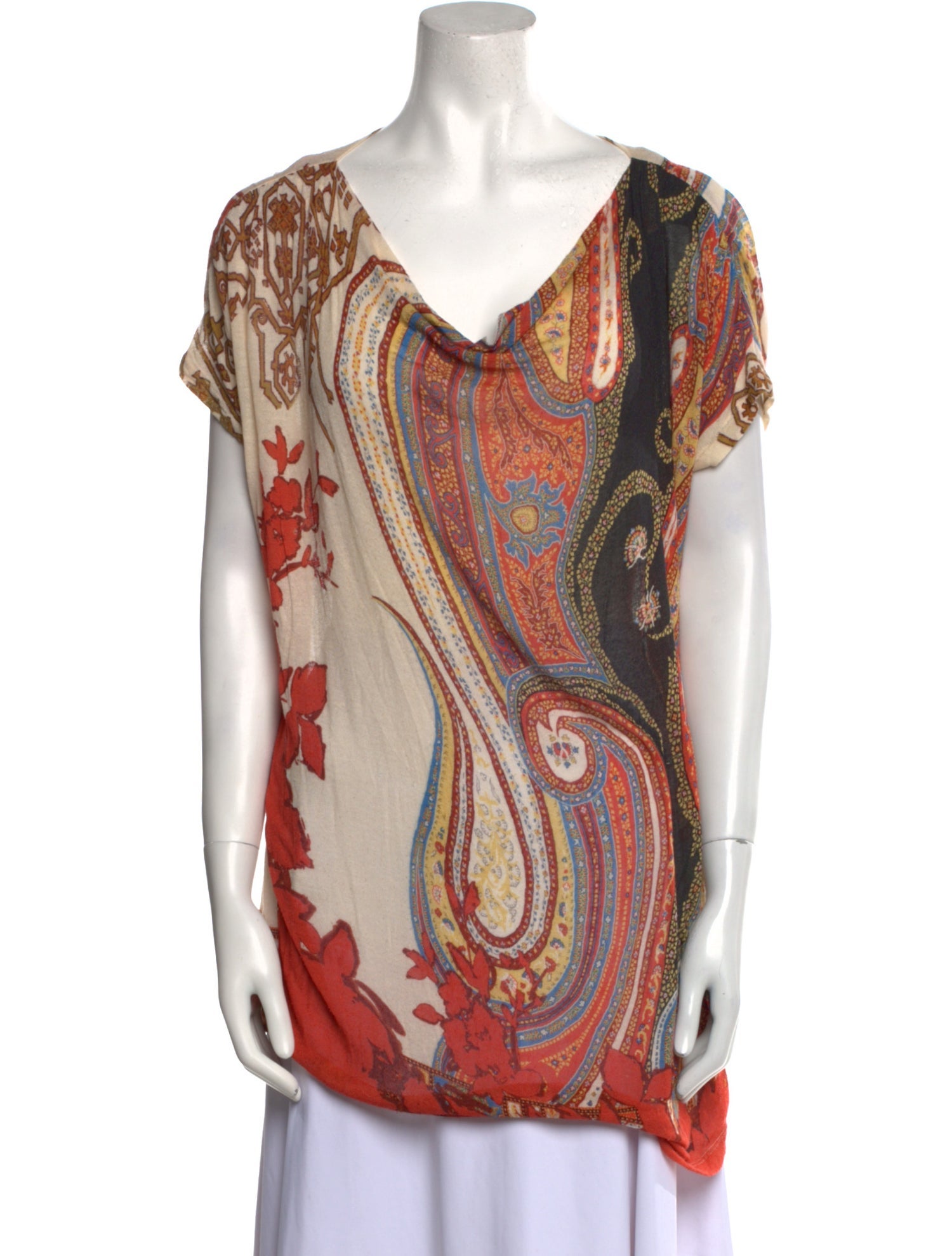 Etro Paisley Print Cowl Neck Tunic