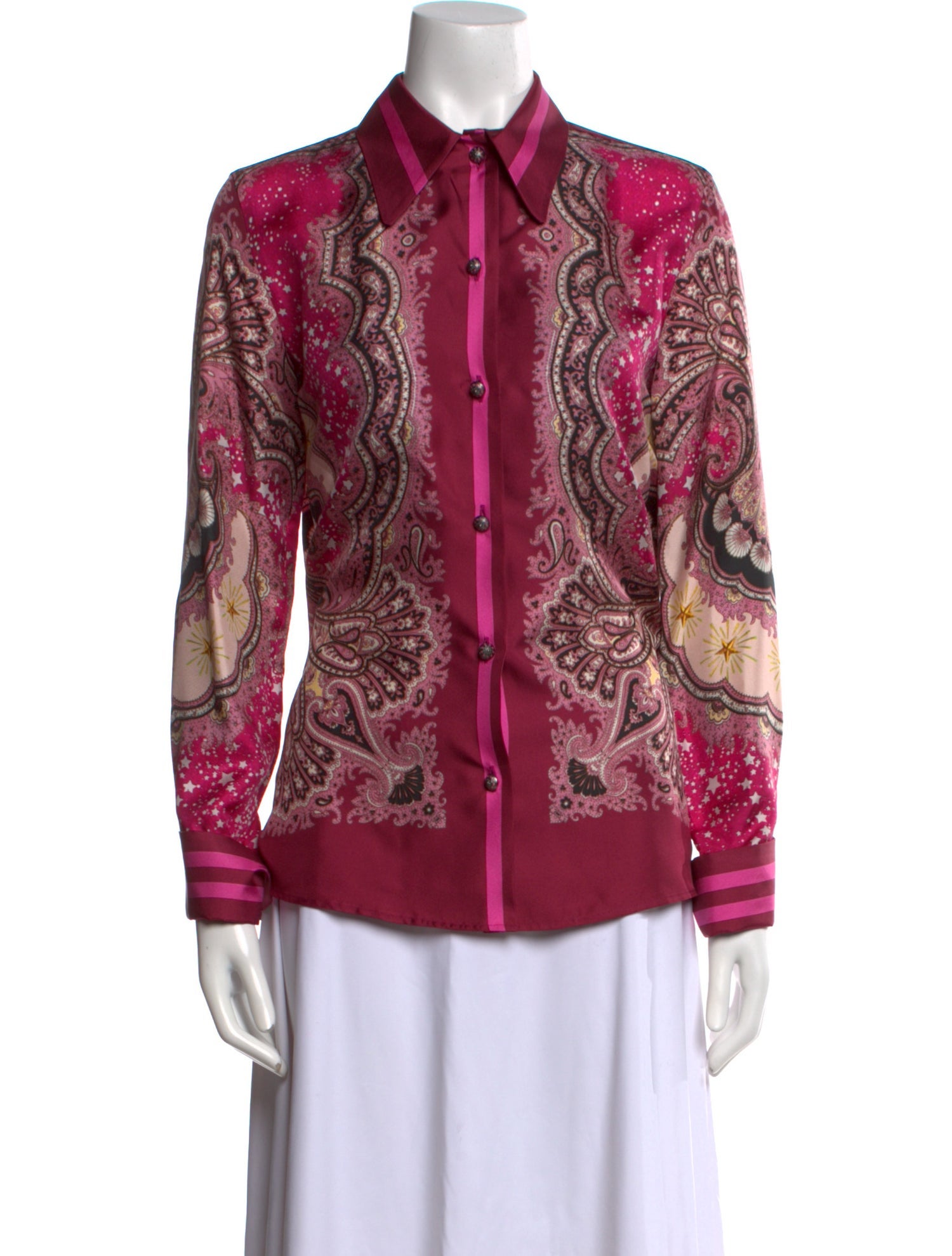 Etro Silk Paisley Print Button-Up Top