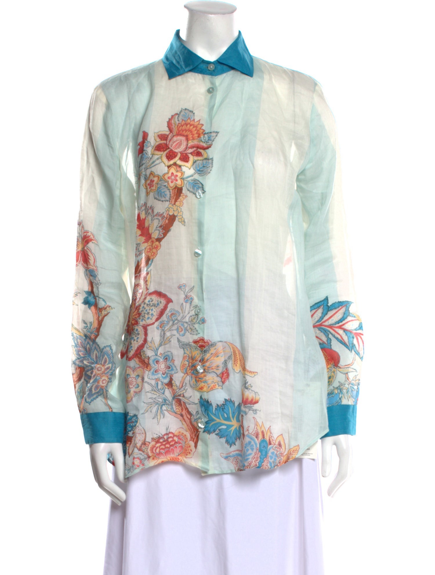 Etro Floral Print Long Sleeve Button-Up Top