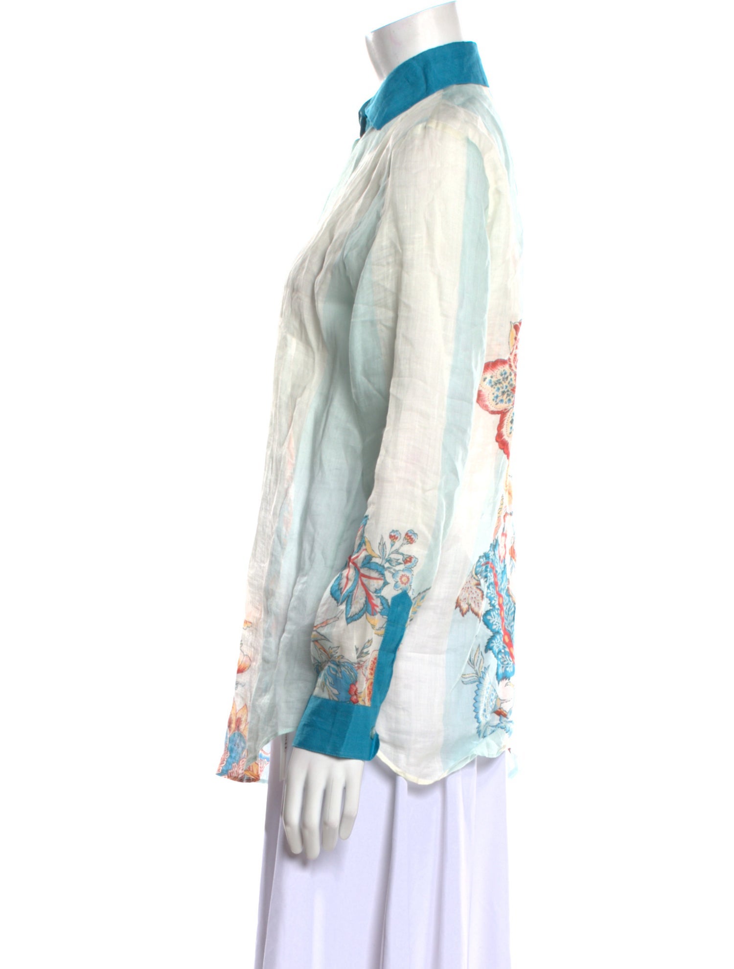 Etro Floral Print Long Sleeve Button-Up Top