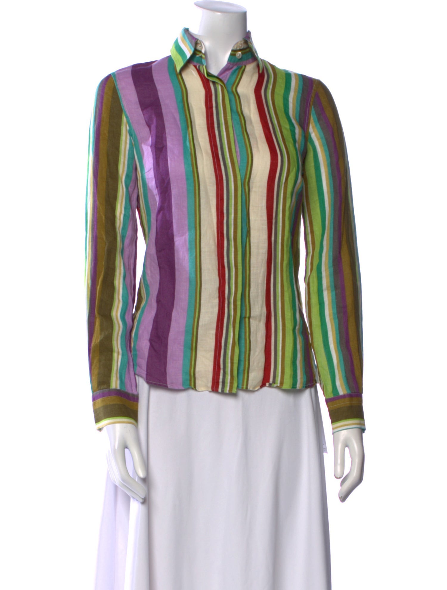 Etro Striped Long Sleeve Button-Up Top