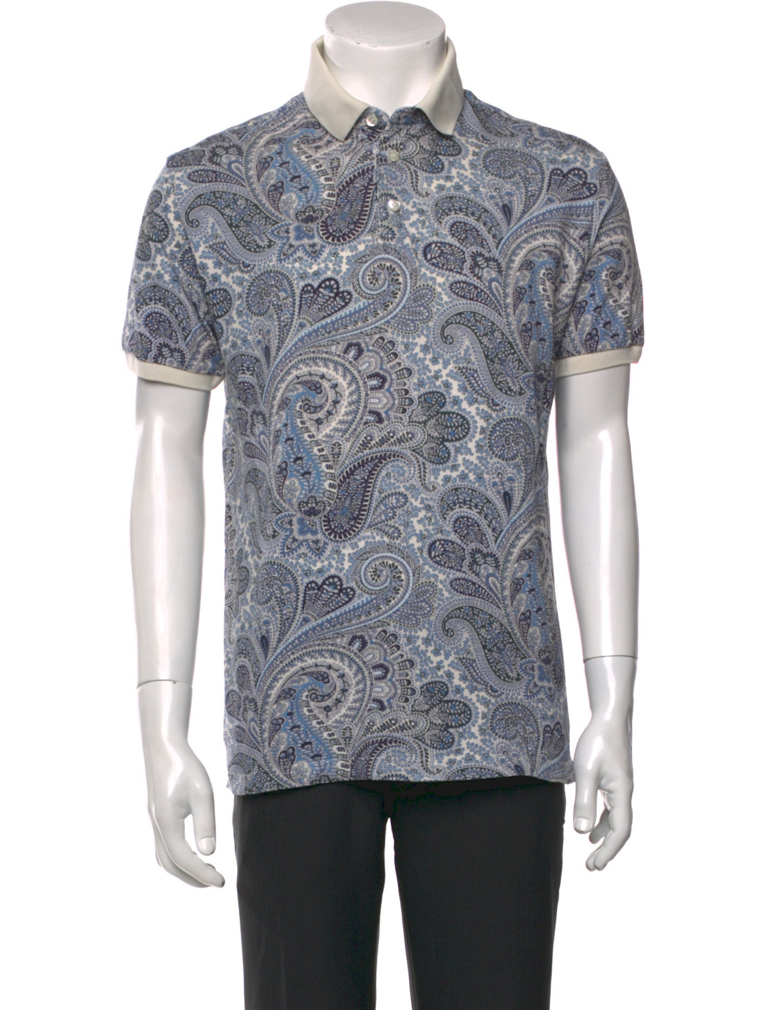Etro Paisley Print Collar Polo Shirt