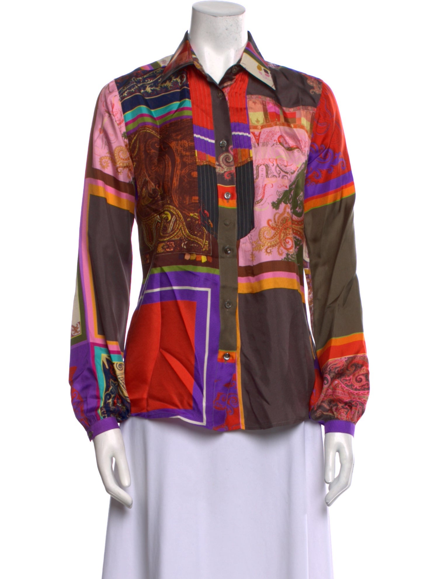 Etro Silk Printed Button-Up Top