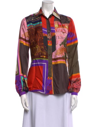 Etro Silk Printed Button-Up Top