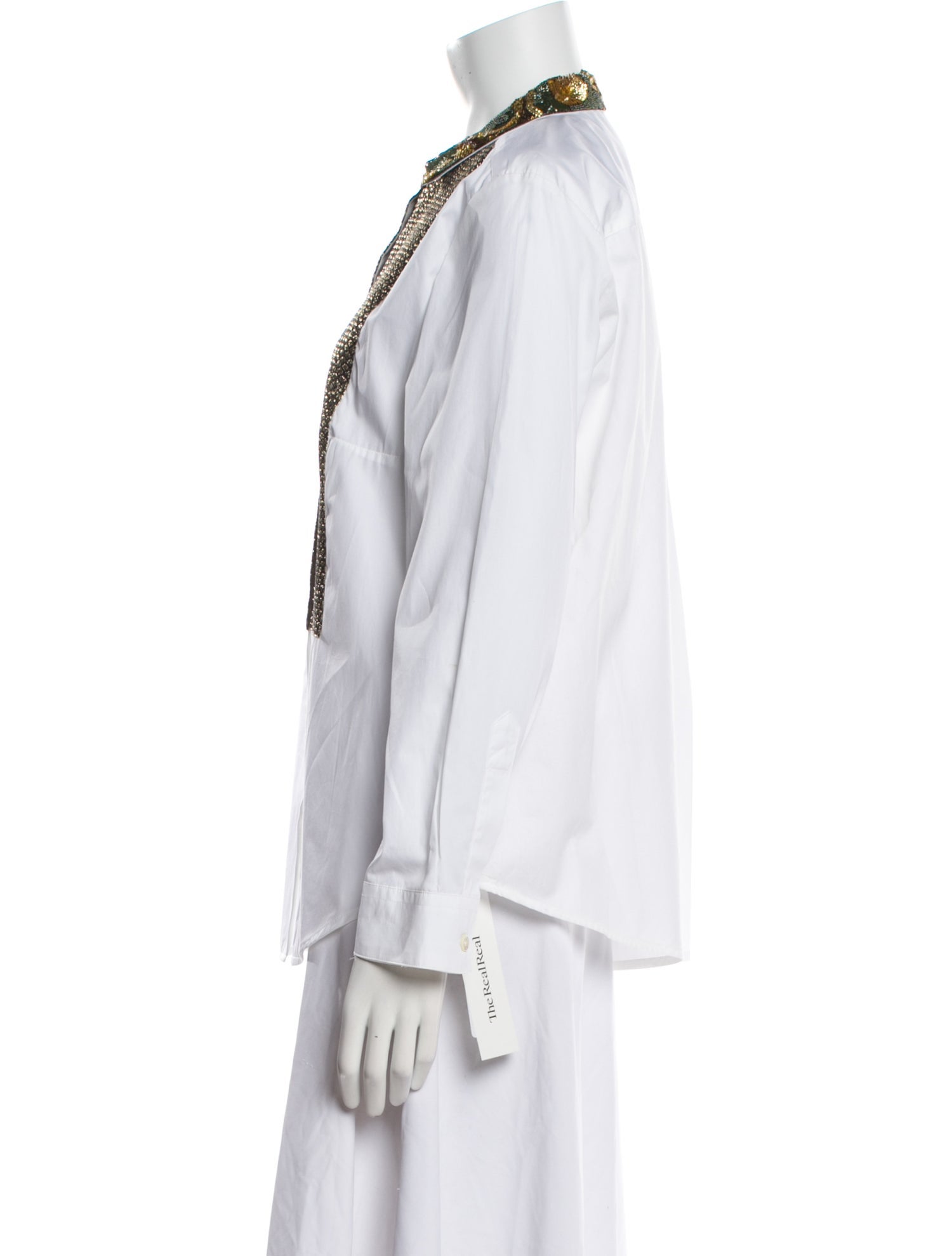 Etro Colorblock Pattern Long Sleeve Button-Up Top