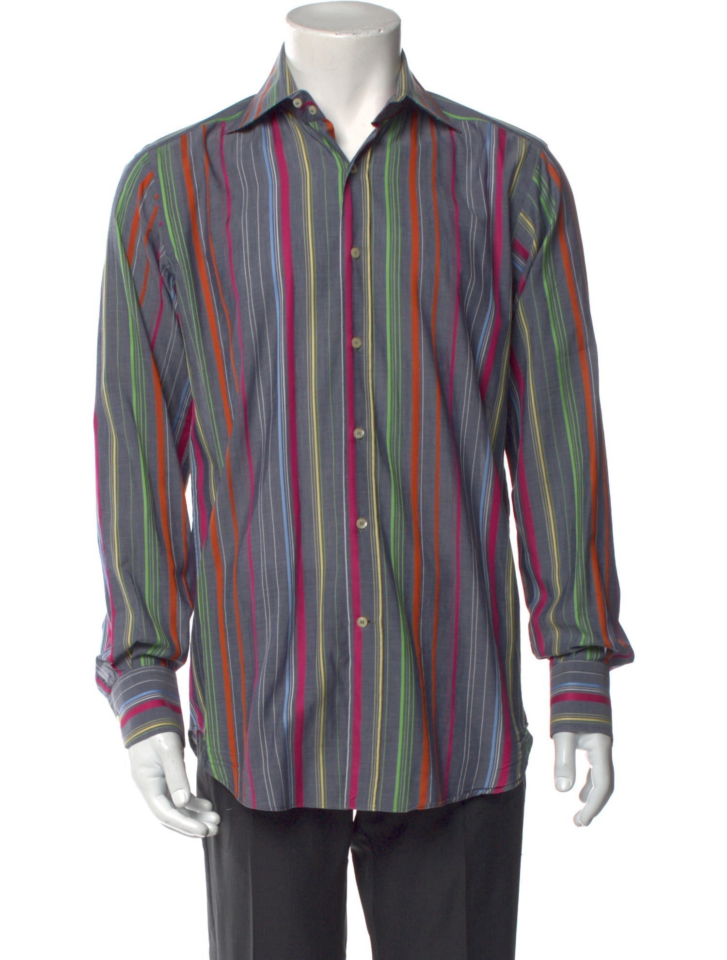 Etro Striped Long Sleeve Dress Shirt