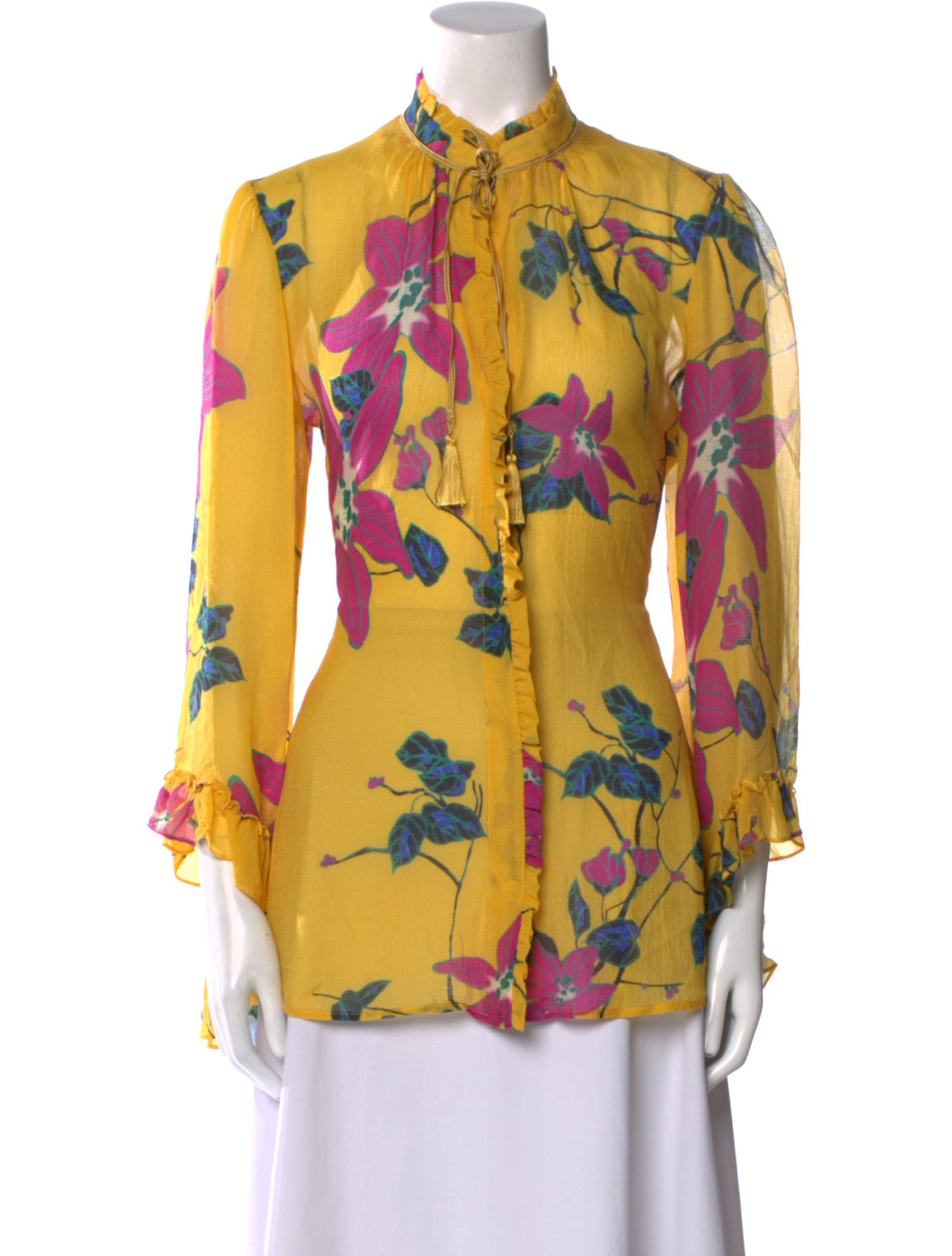 Etro Silk Floral Print Button-Up Top