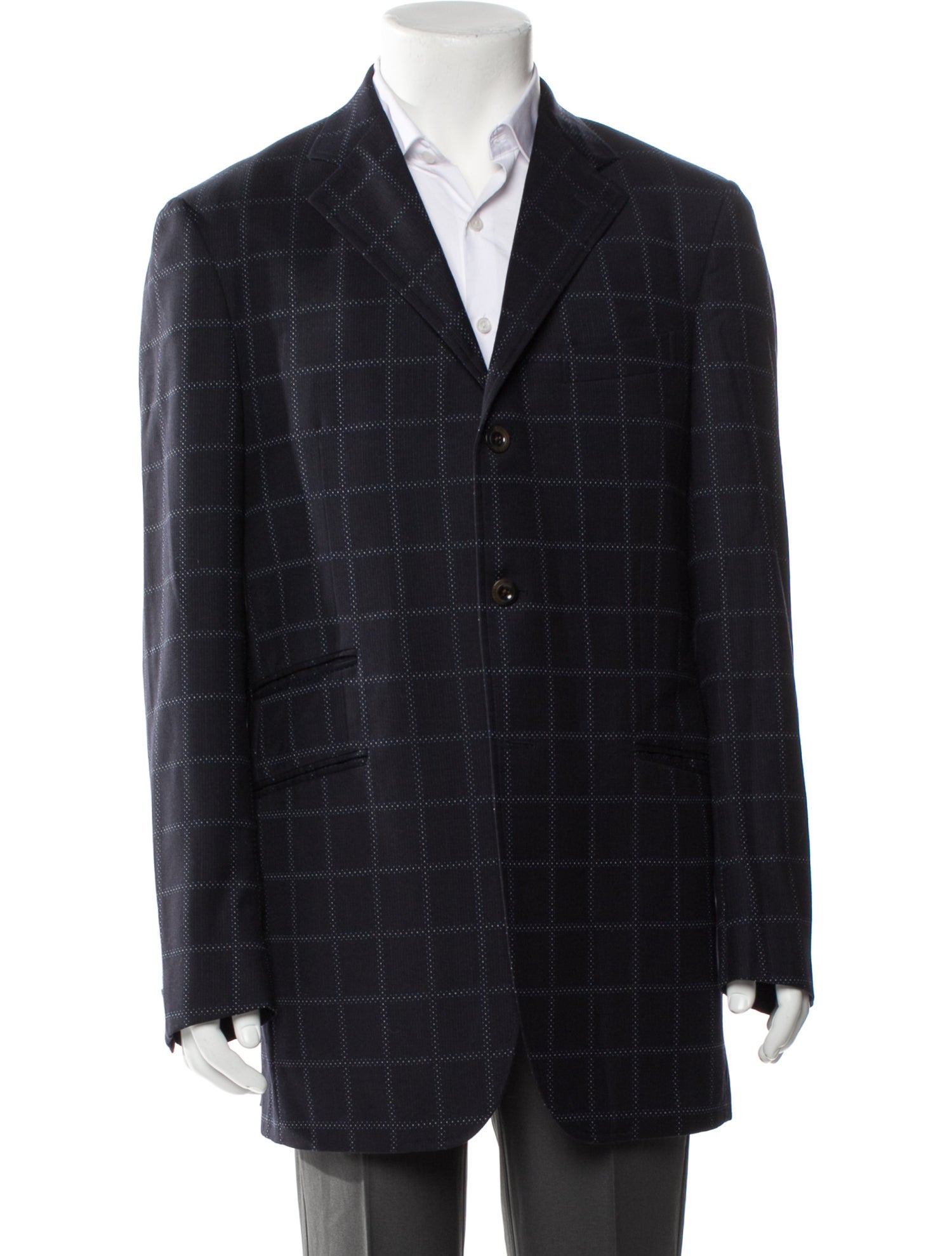 Etro Wool Plaid Print Blazer