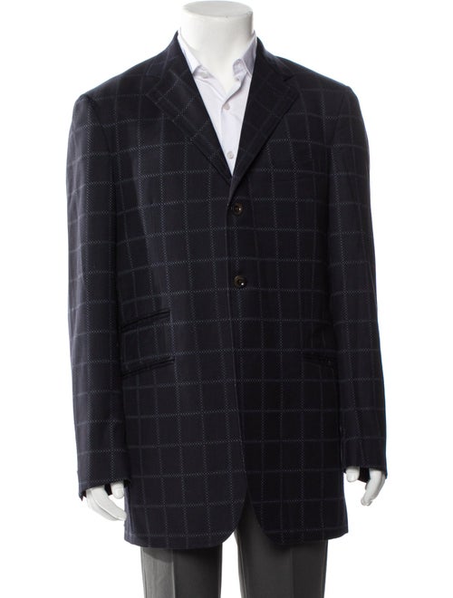Etro Wool Plaid Print Blazer