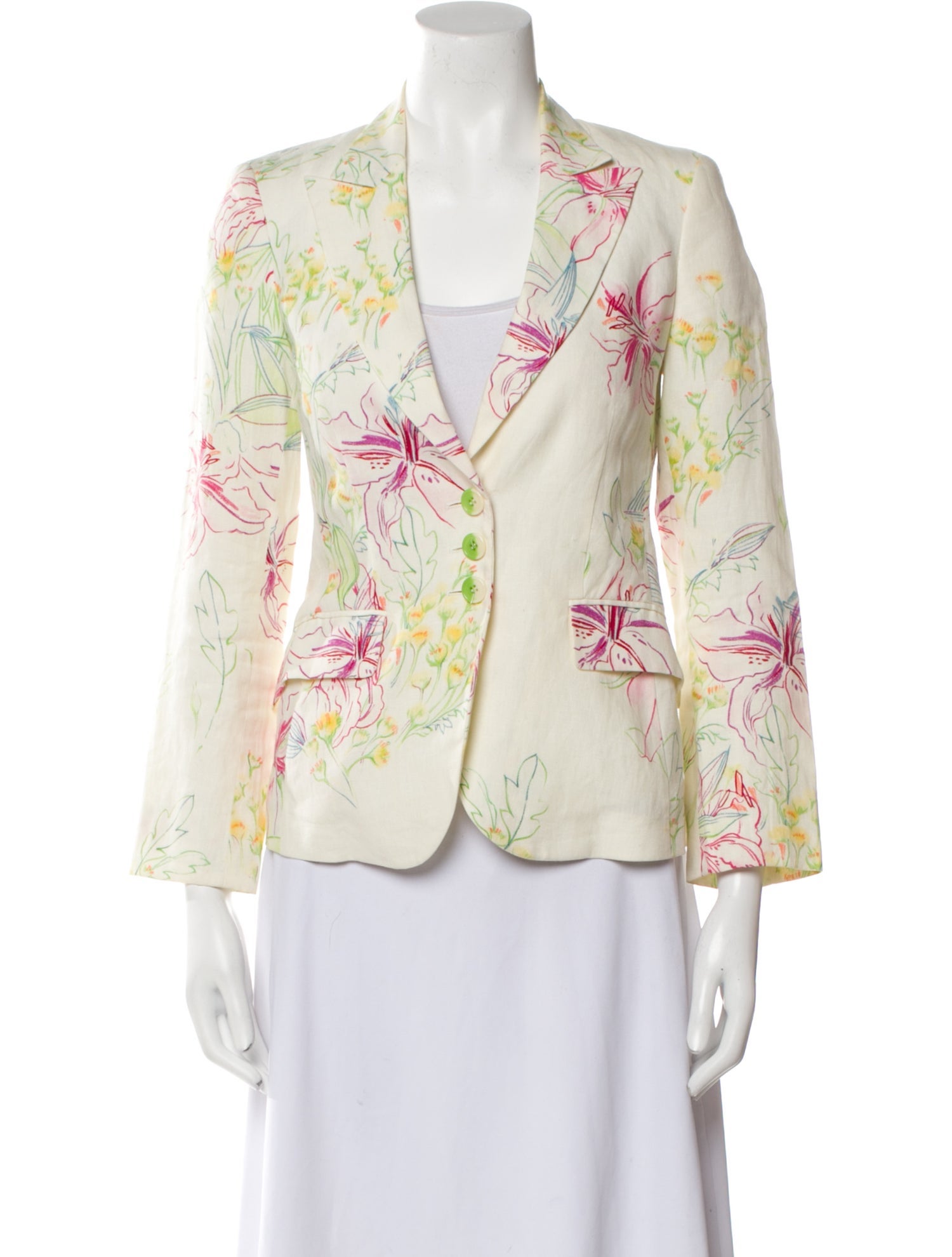 Etro Linen Floral Print Blazer