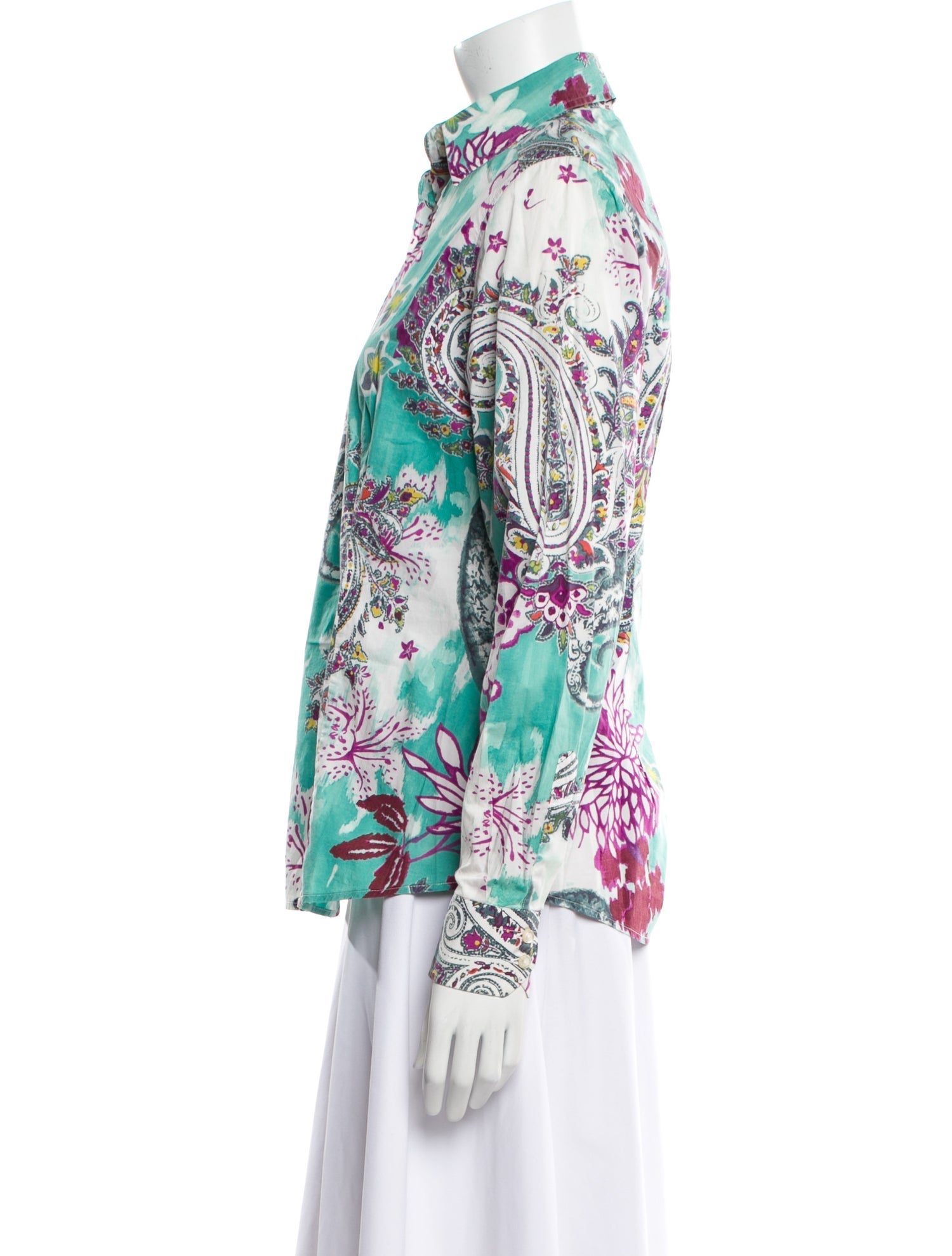 Etro Paisley Print Long Sleeve Button-Up Top