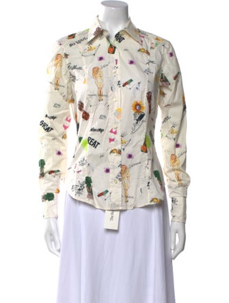 Etro Floral Print Long Sleeve Button-Up Top
