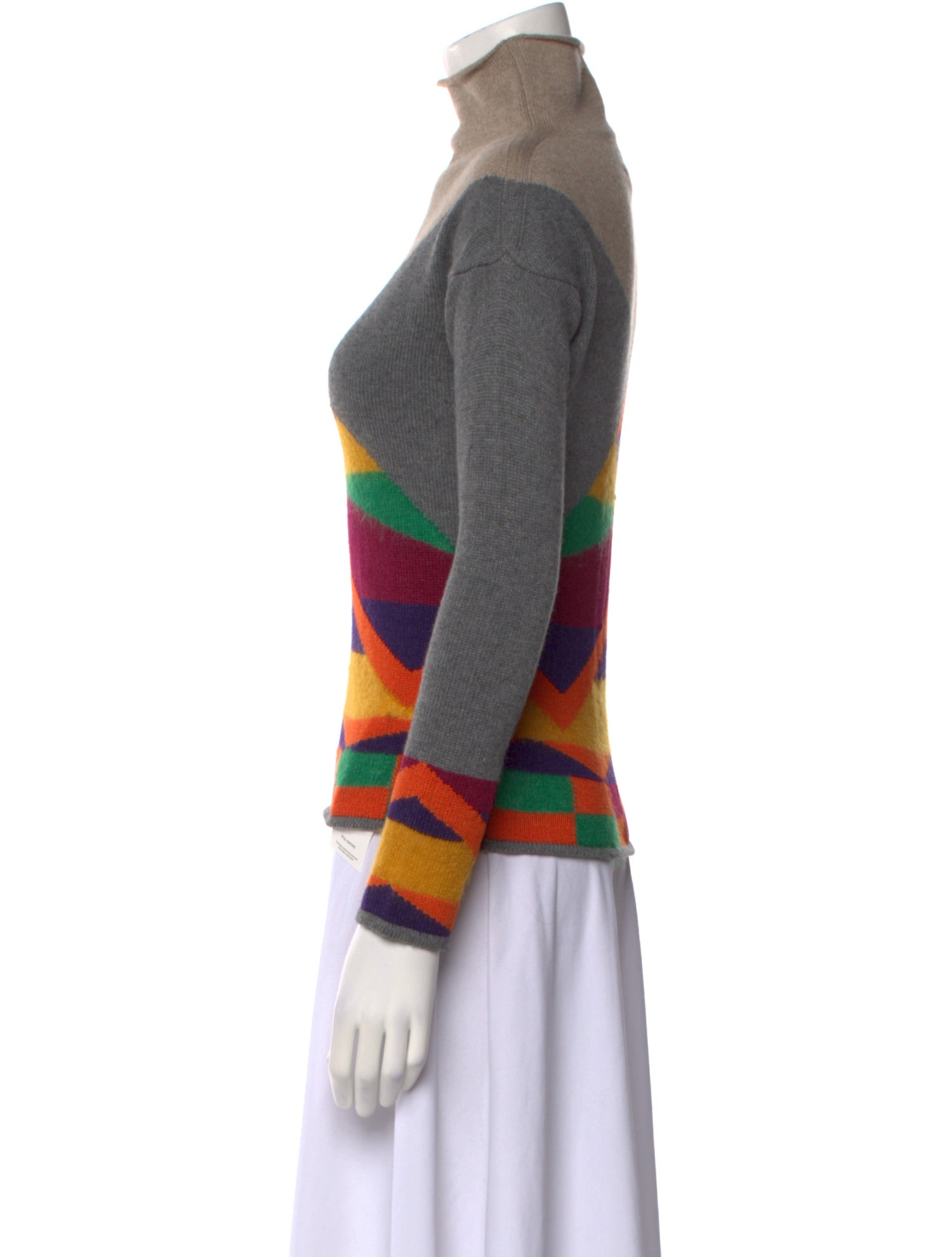 Etro Colorblock Pattern Mock Neck Sweater