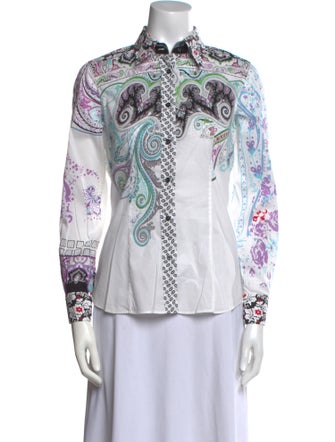 Etro Printed Long Sleeve Button-Up Top