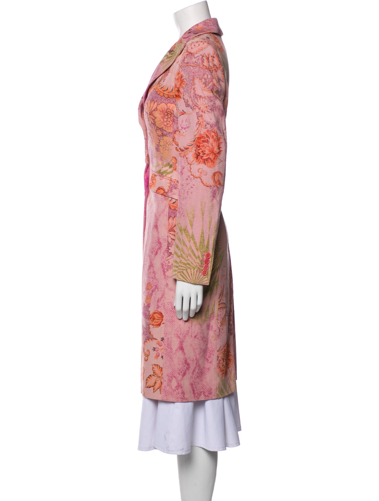 Etro Silk Floral Print Trench Coat