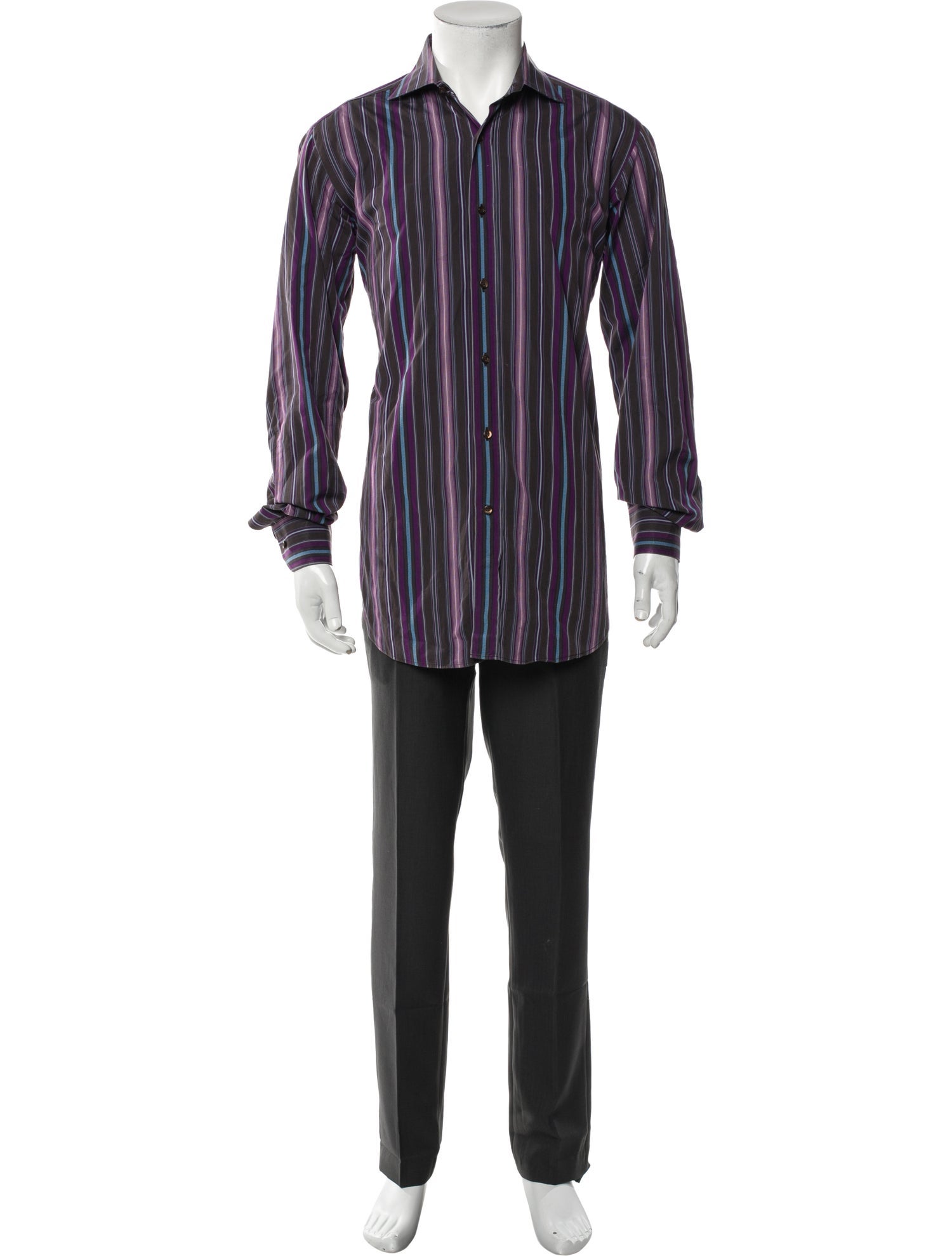 Etro Striped Long Sleeve Dress Shirt