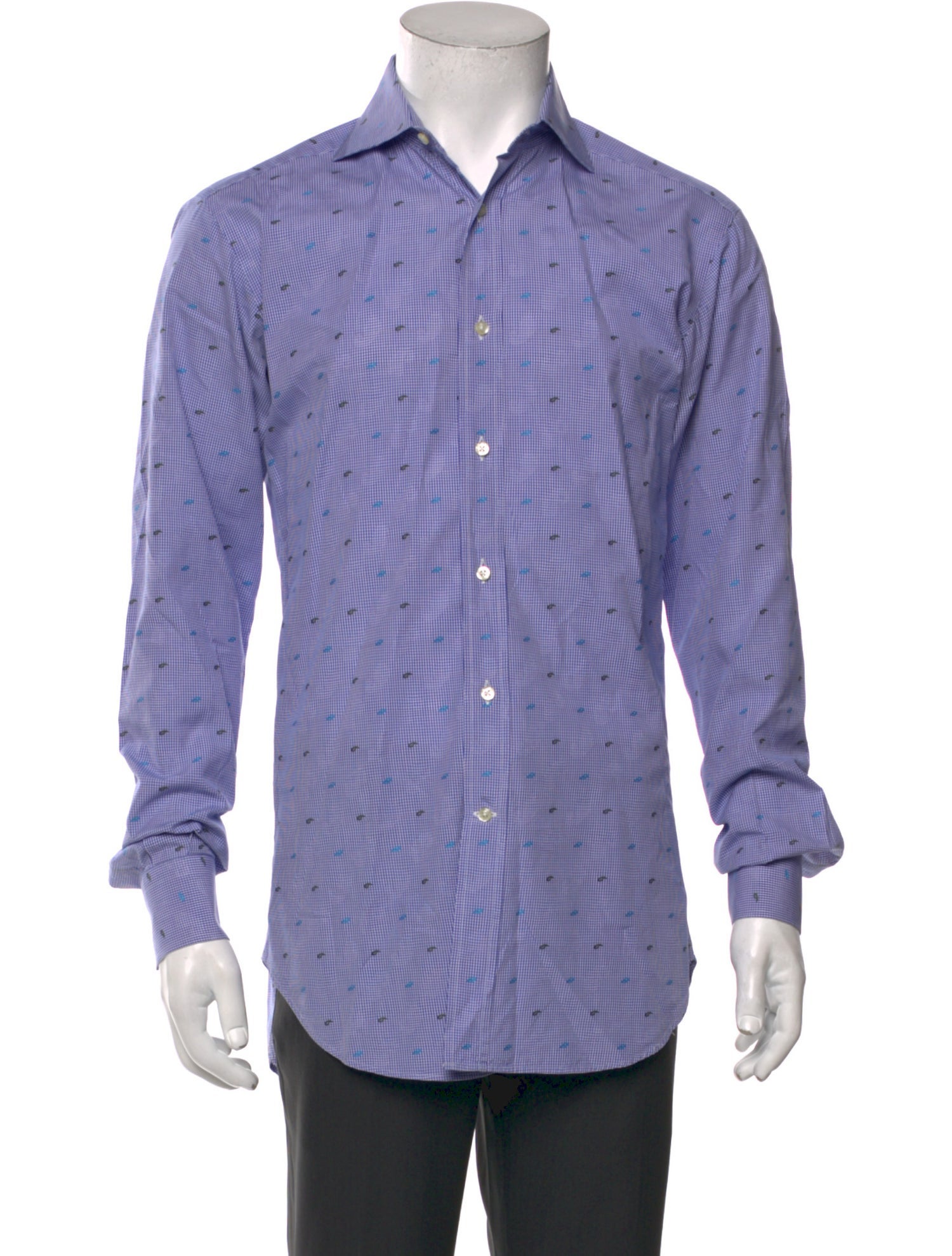 Etro Plaid Print Long Sleeve Dress Shirt