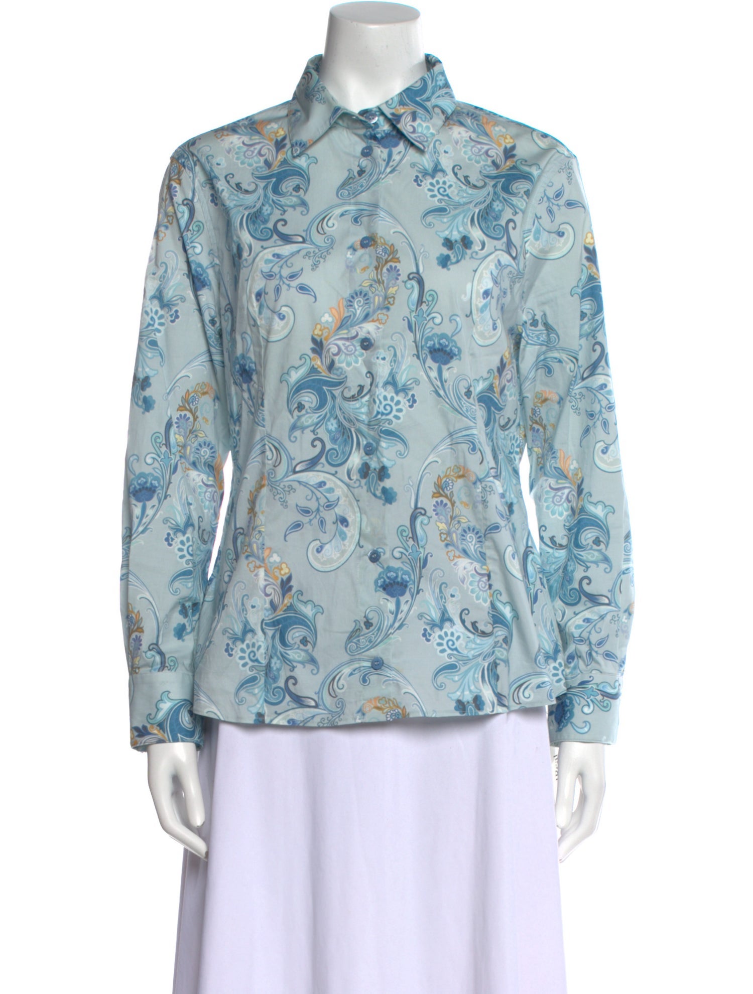 Etro Paisley Print Long Sleeve Button-Up Top
