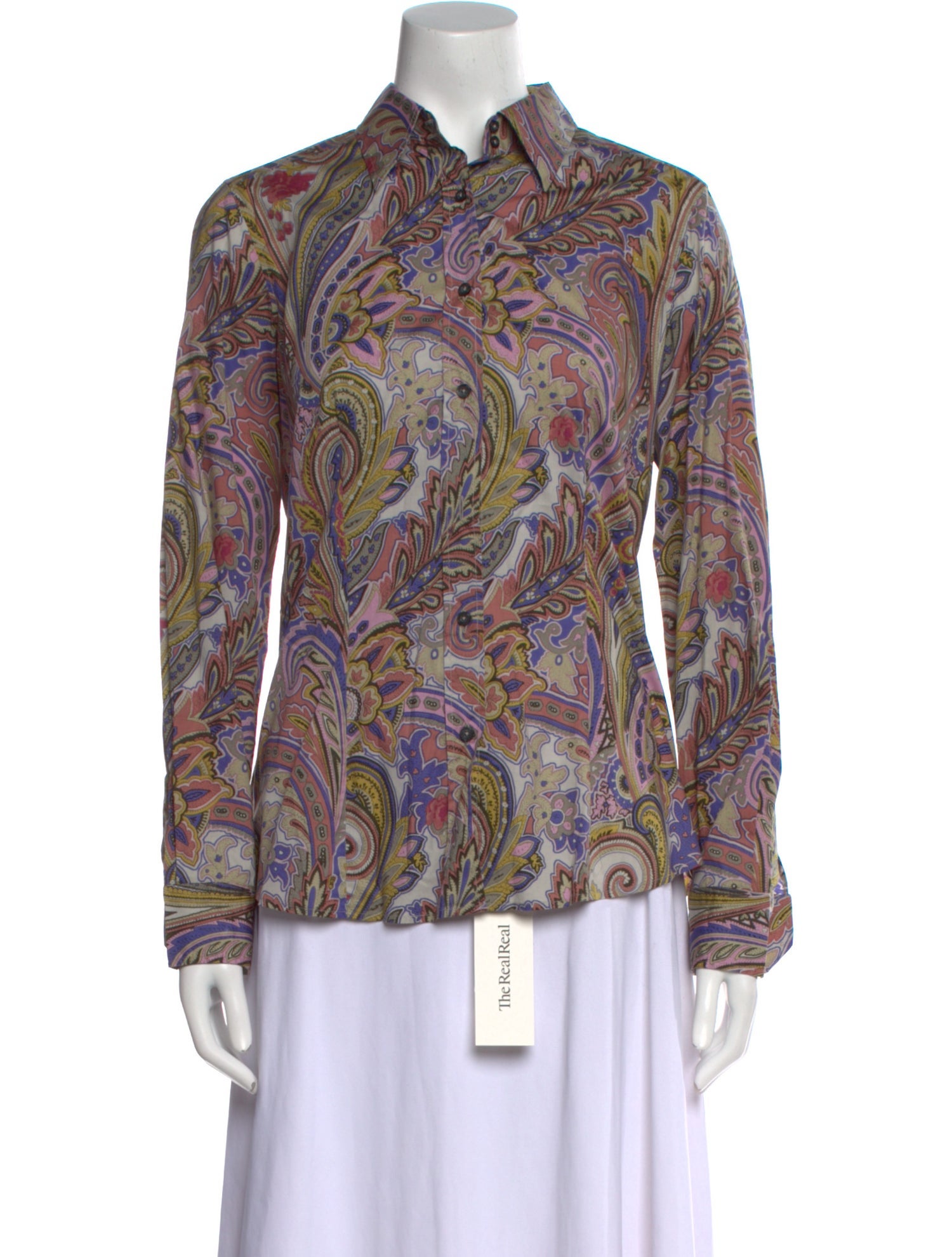 Etro Paisley Print Long Sleeve Button-Up Top