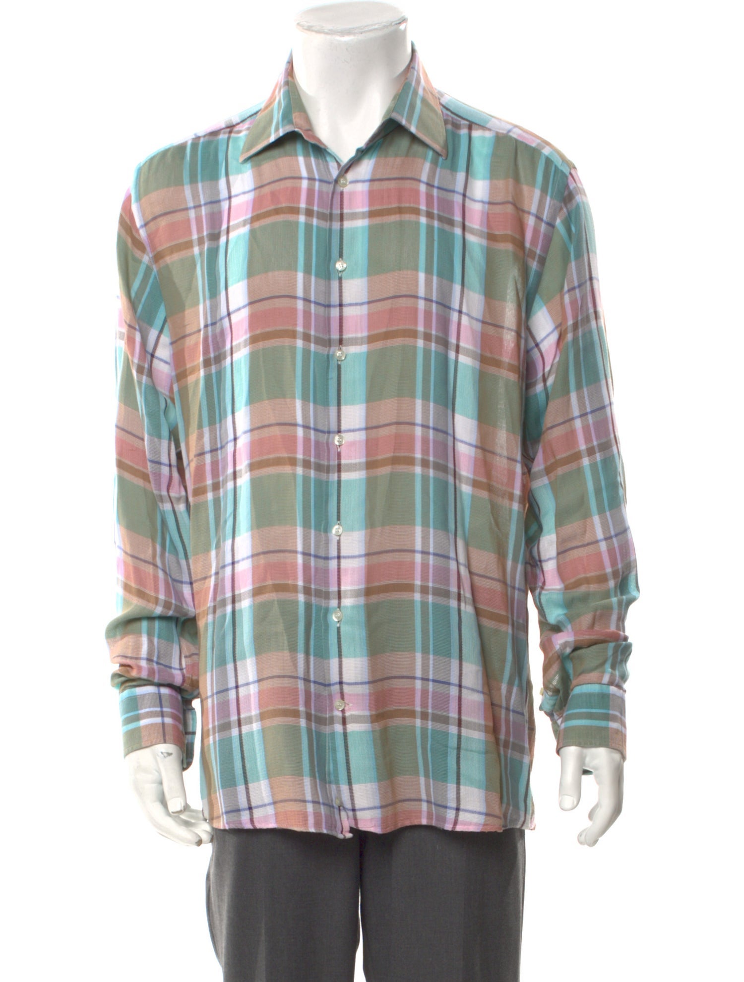 Etro Plaid Print Long Sleeve Shirt
