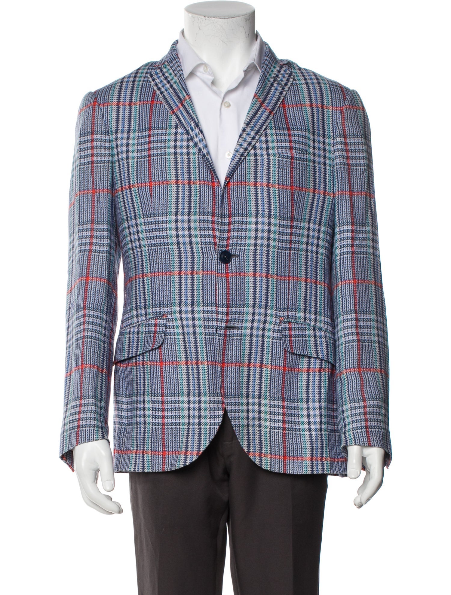 Etro Silk Plaid Print Blazer