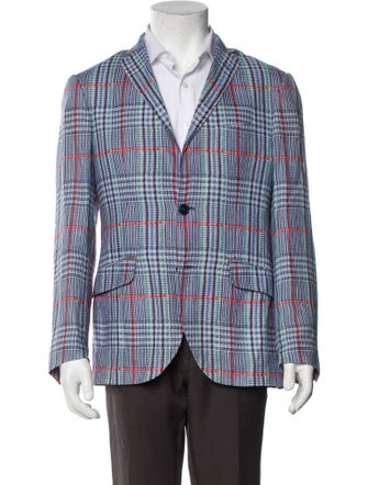 Etro Silk Plaid Print Blazer