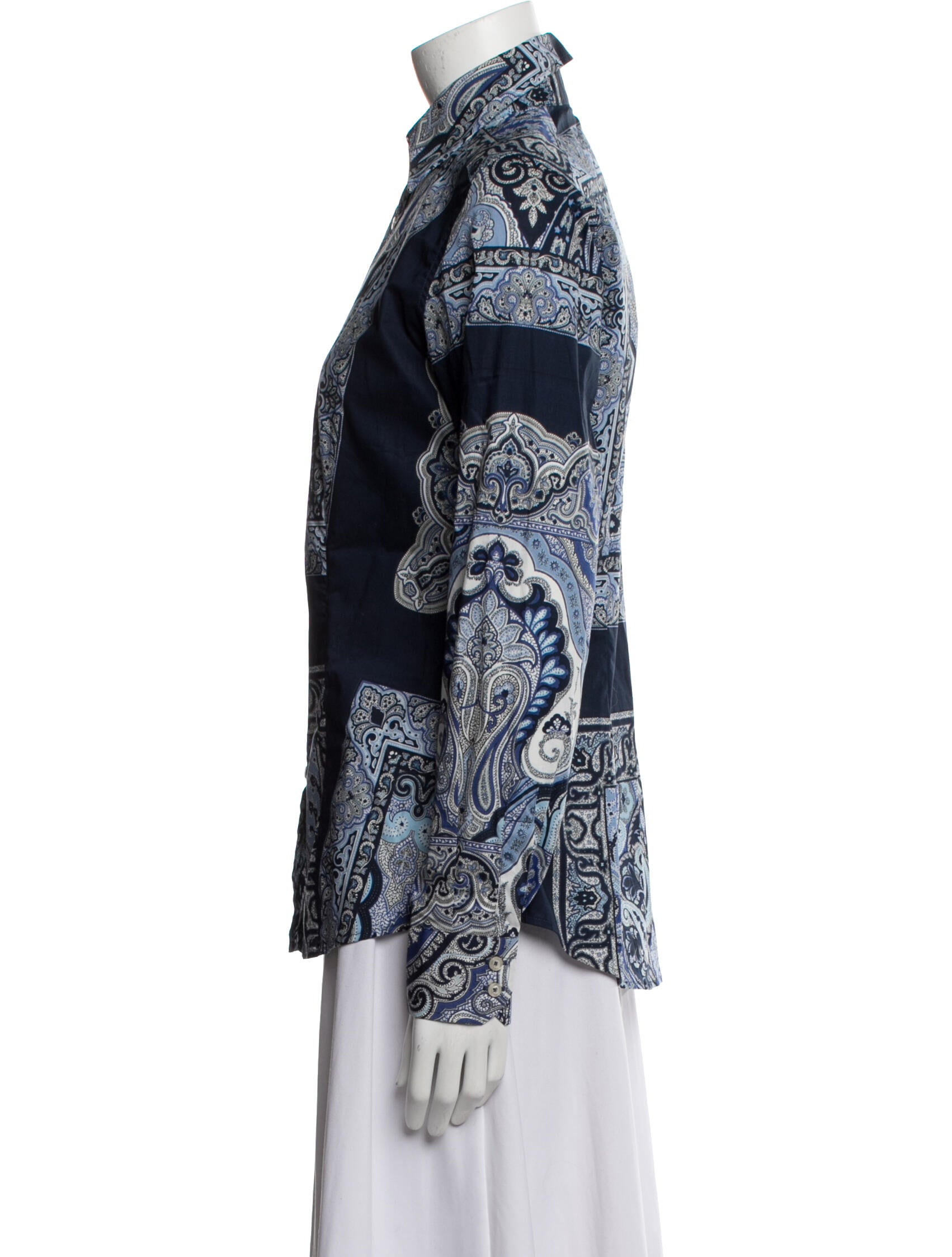 Etro Paisley Print Long Sleeve Button-Up Top