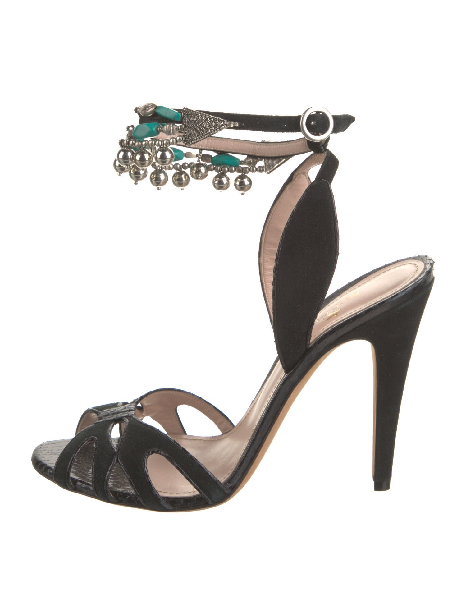 Etro Suede Floral Print Sandals