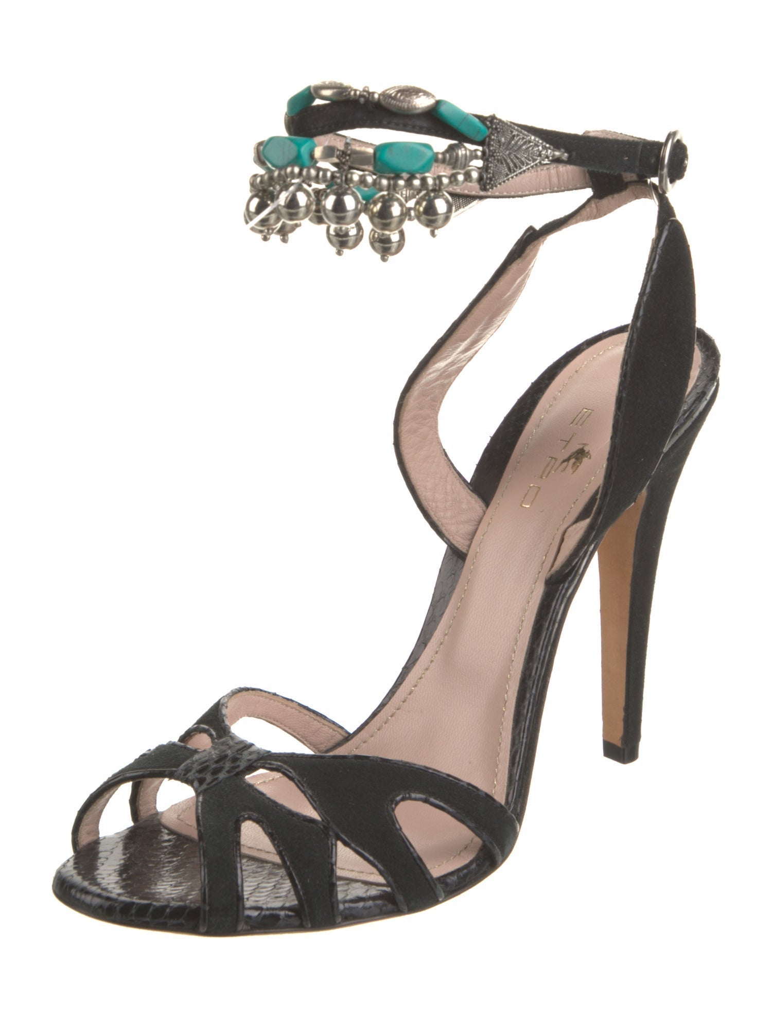 Etro Suede Floral Print Sandals