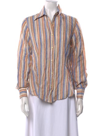 Etro Striped Long Sleeve Button-Up Top