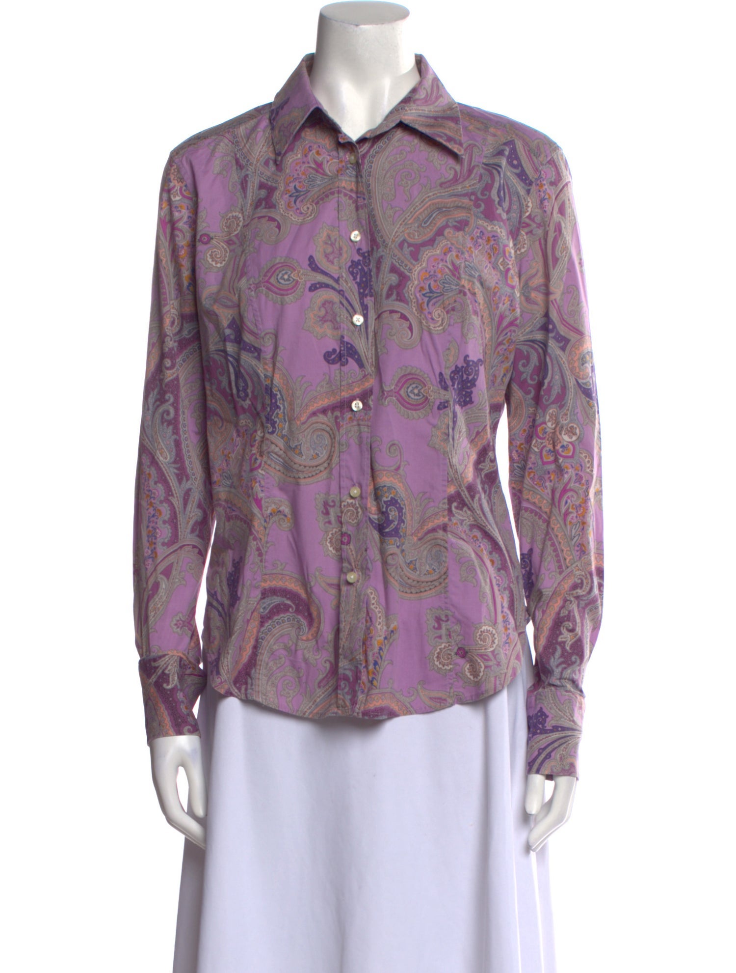 Etro Paisley Print Long Sleeve Button-Up Top