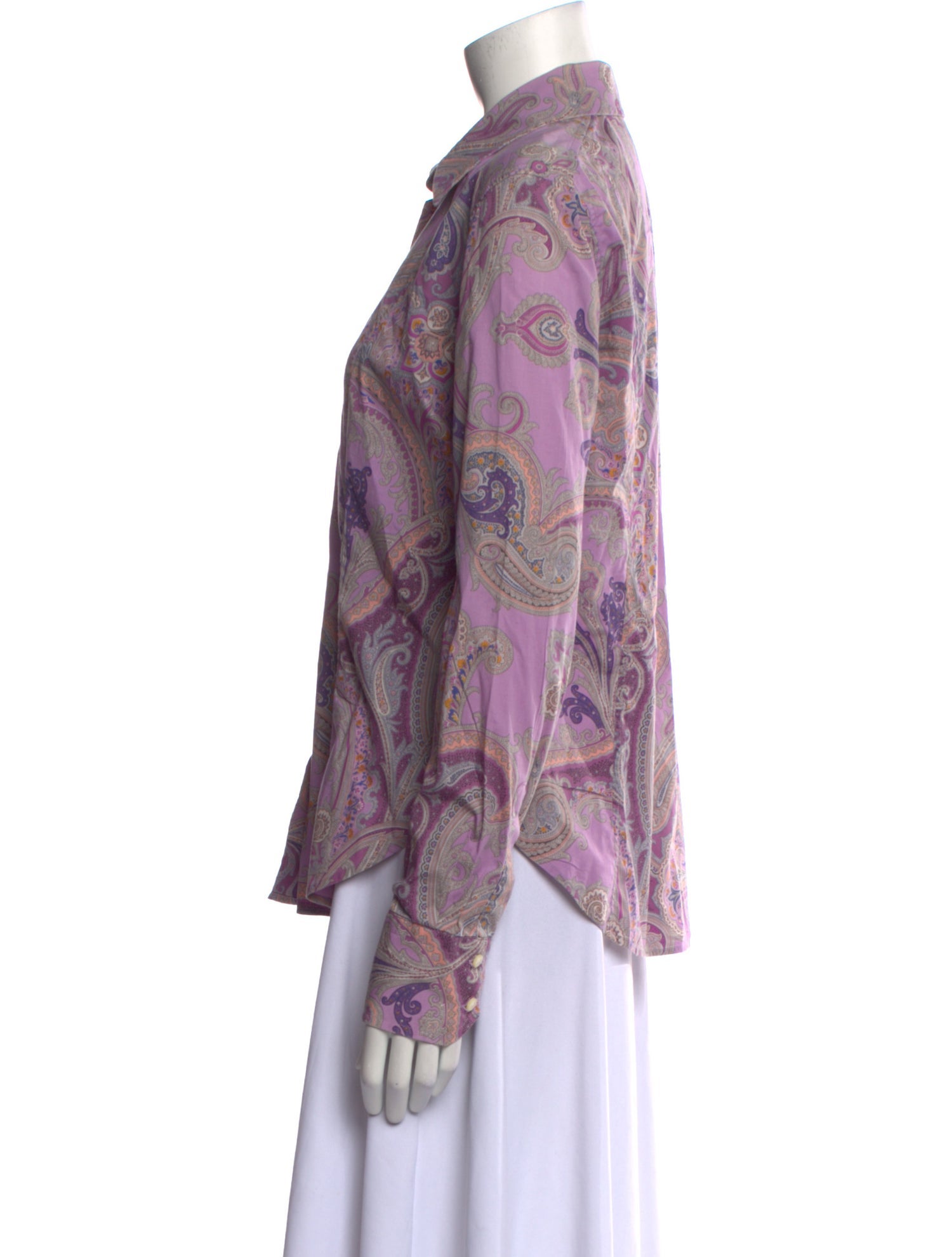 Etro Paisley Print Long Sleeve Button-Up Top