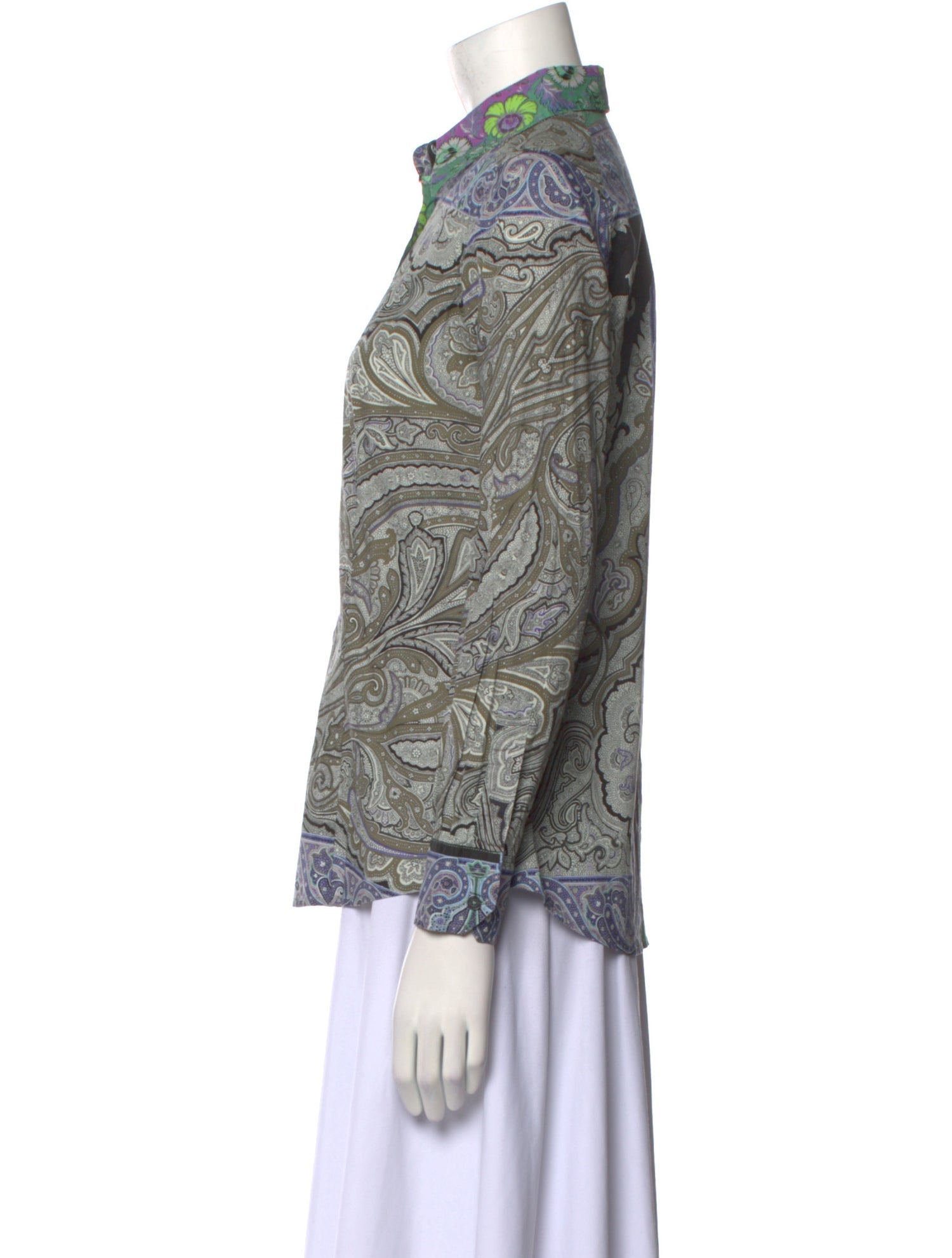 Etro Paisley Print Long Sleeve Button-Up Top