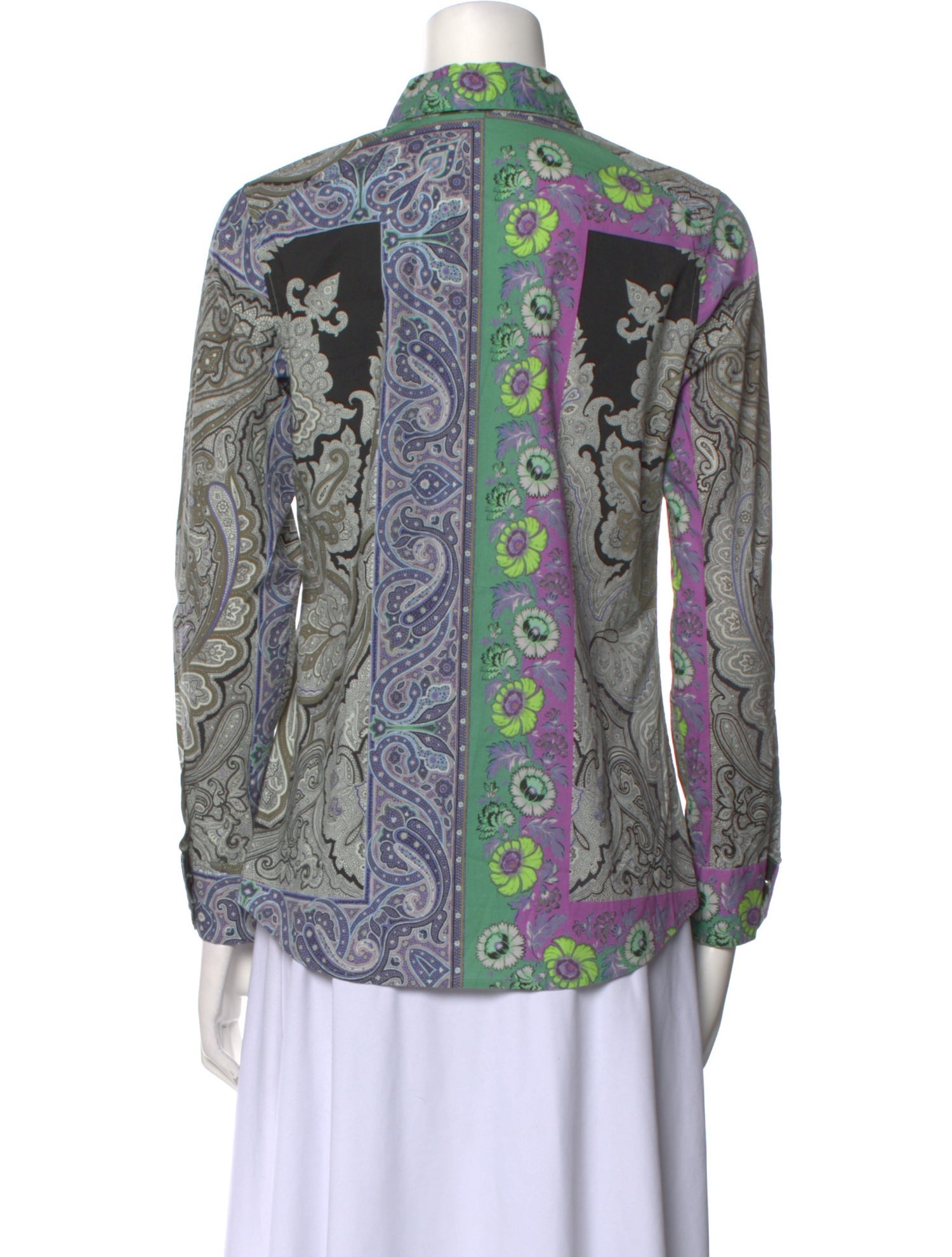 Etro Paisley Print Long Sleeve Button-Up Top