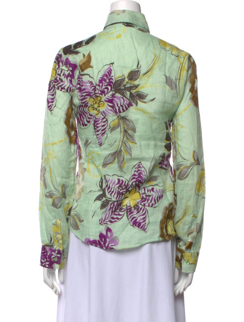 Etro Linen Floral Print Button-Up Top
