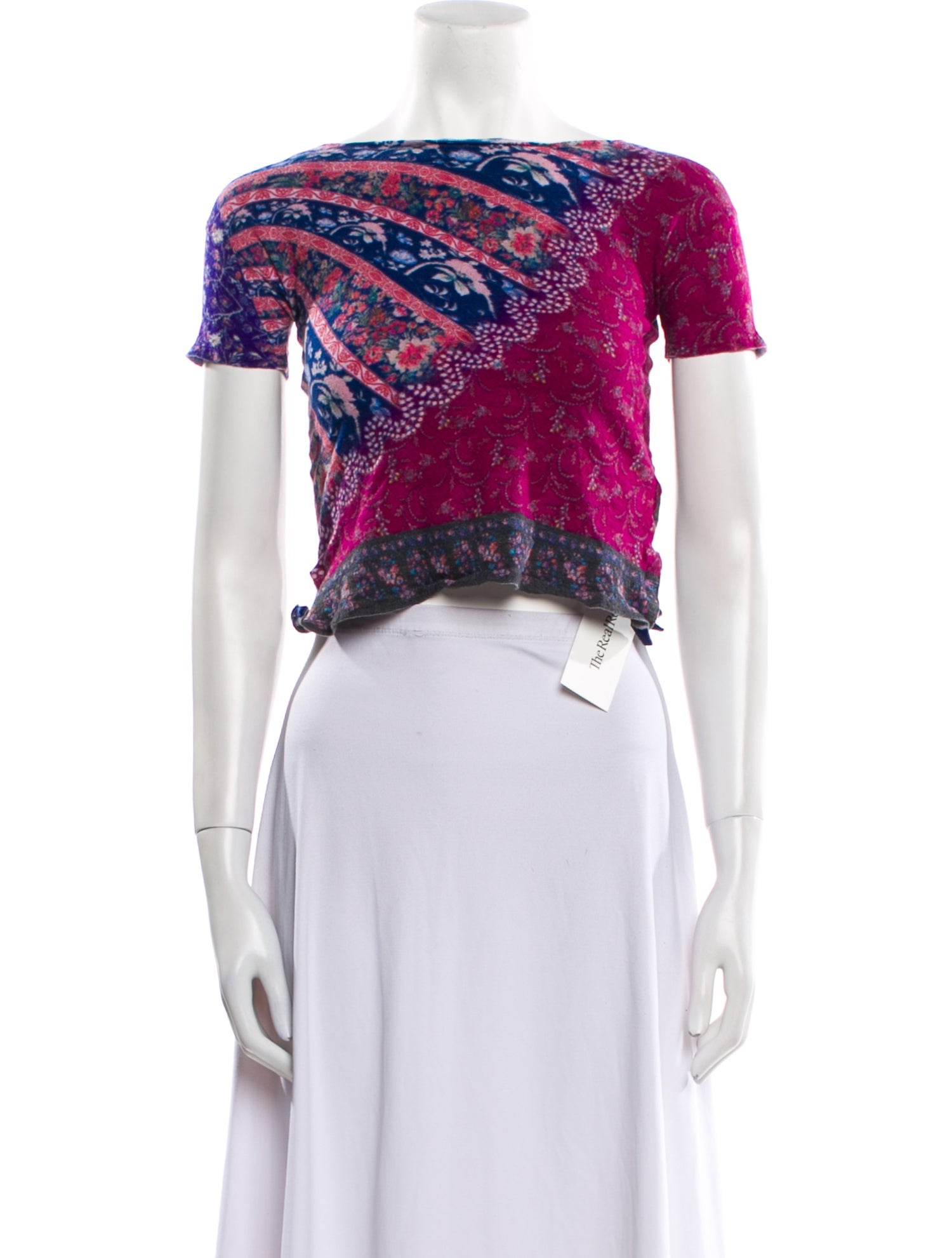 Etro Wool Floral Print Crop Top