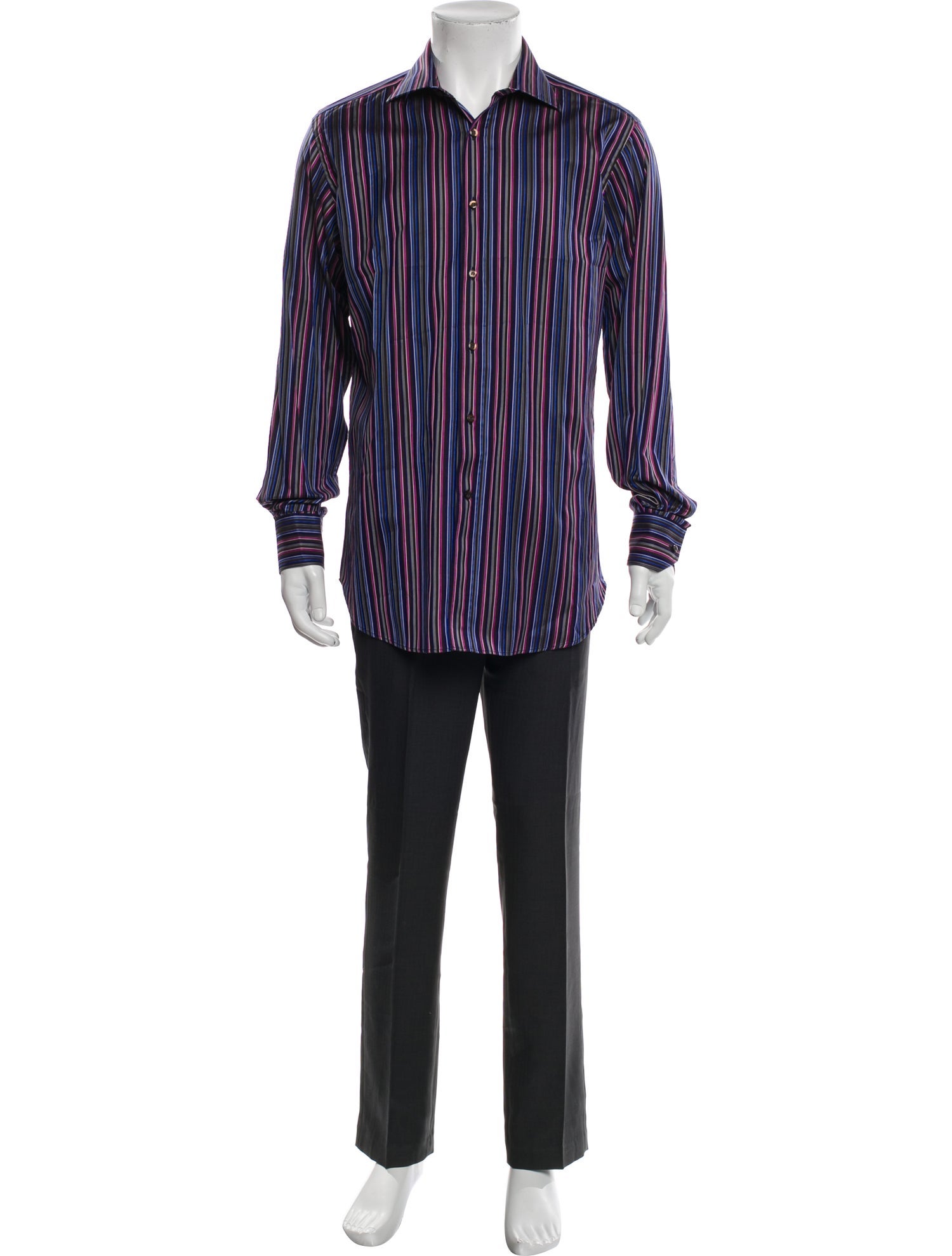 Etro Striped Long Sleeve Dress Shirt