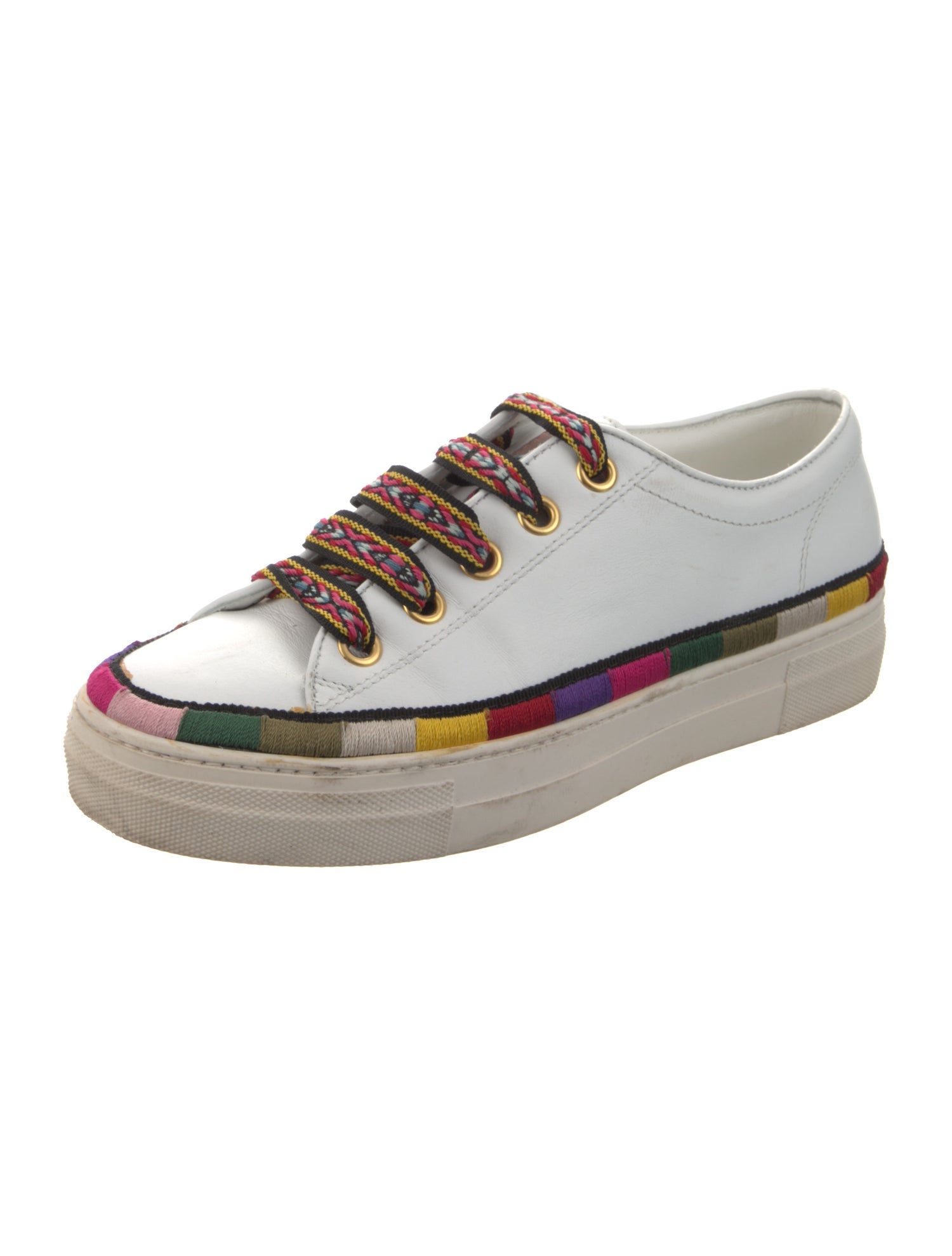Etro Leather Colorblock Pattern Sneakers
