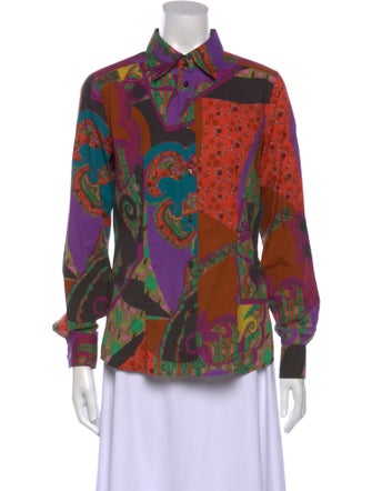 Etro Printed Long Sleeve Button-Up Top