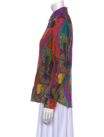 Etro Printed Long Sleeve Button-Up Top