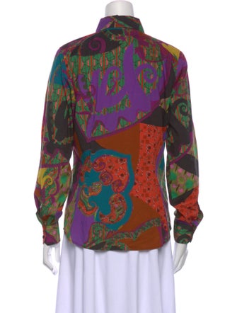 Etro Printed Long Sleeve Button-Up Top