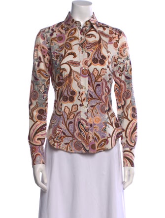 Etro Printed Long Sleeve Button-Up Top