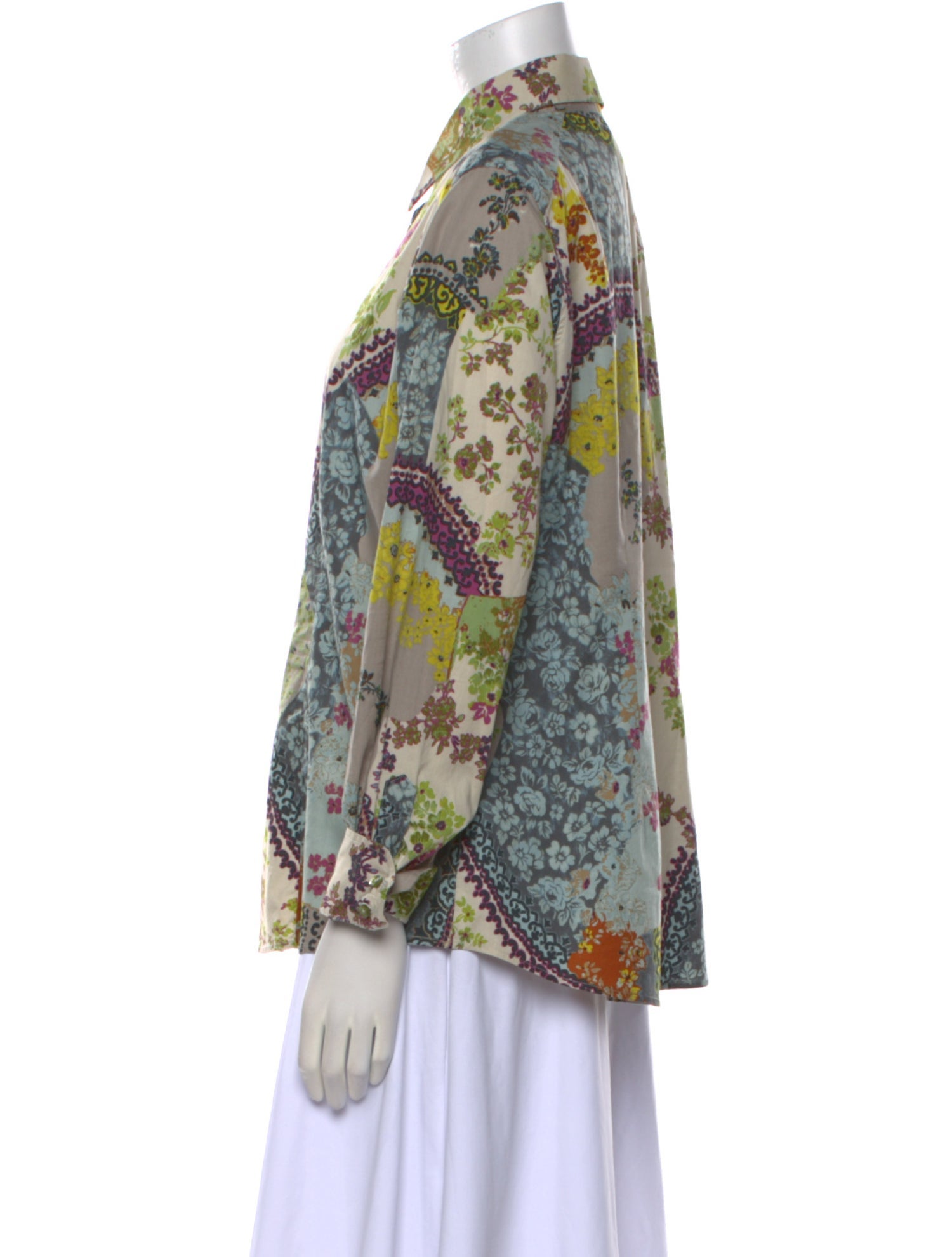 Etro Floral Print Long Sleeve Button-Up Top