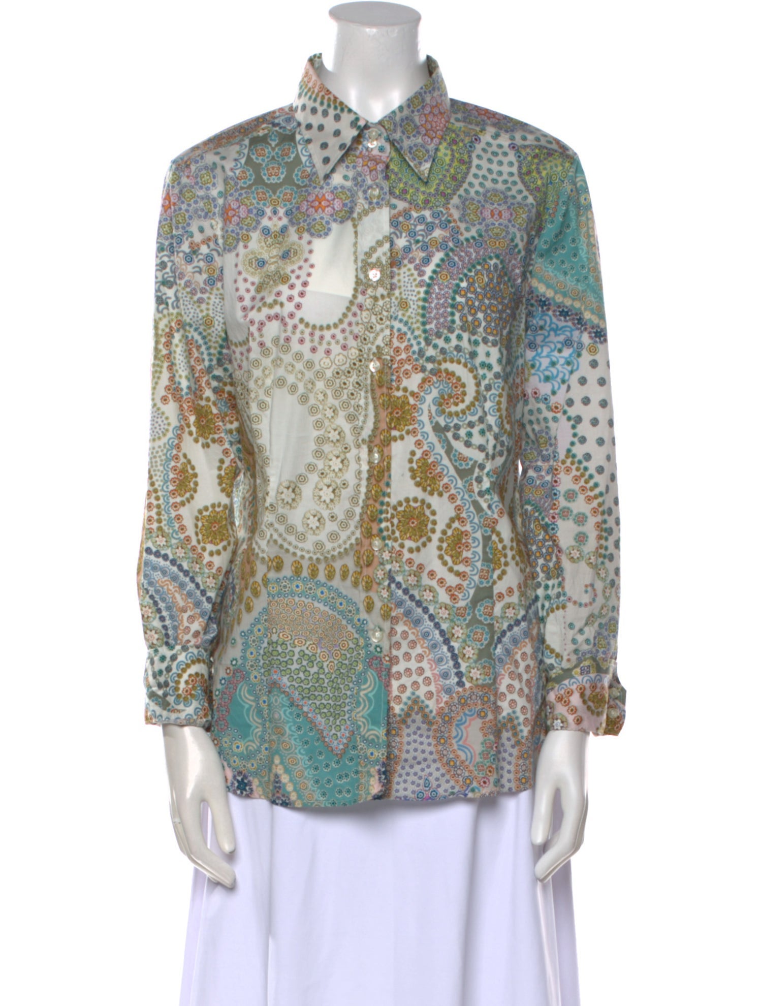 Etro Paisley Print Long Sleeve Button-Up Top